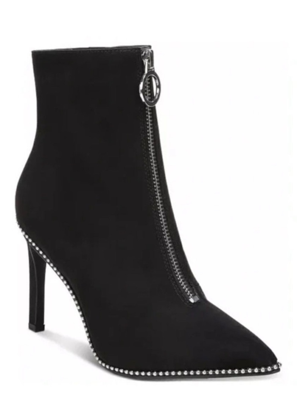NWT BAR III BRIDGET BOOTIES Women's Black Pointed-Toe Ankle Boots with Front Zip